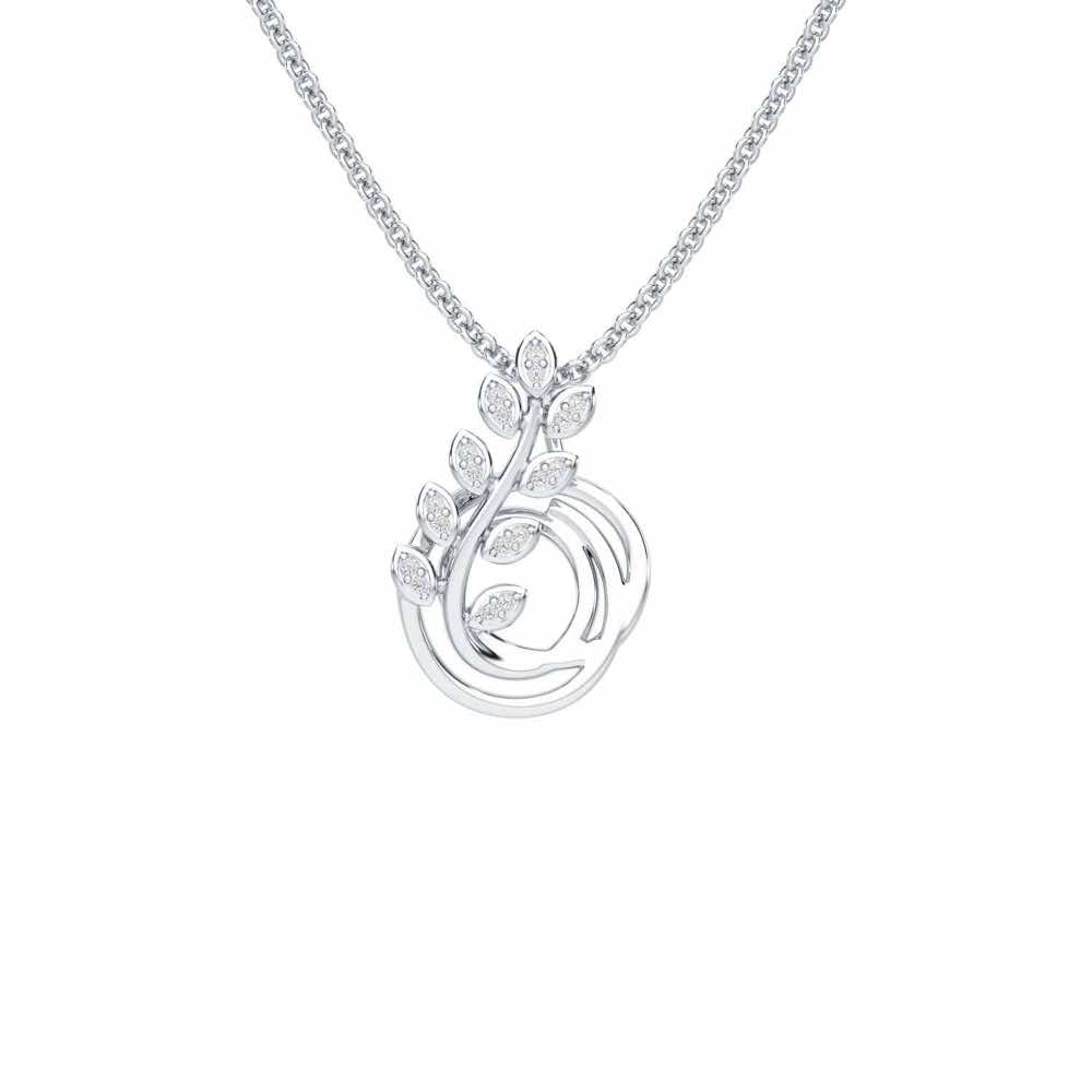 Harmony leaves Silver Pendant - White Gold - Image 1
