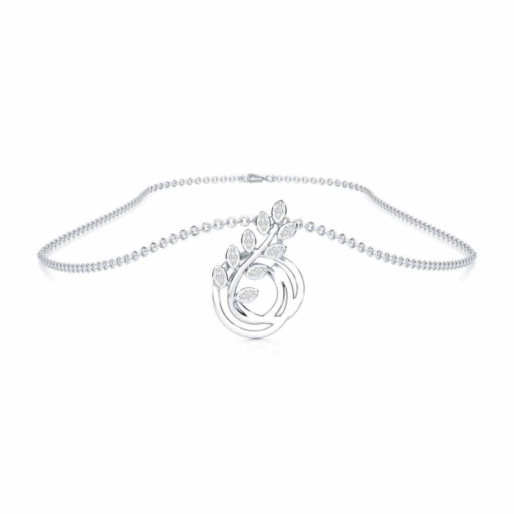 Harmony leaves Silver Pendant - White Gold - Image 3