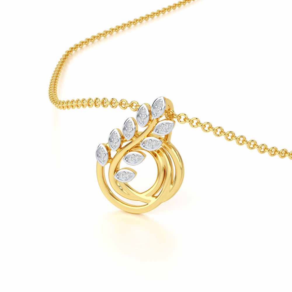 Harmony leaves Silver Pendant - Yellow Gold - Image 2