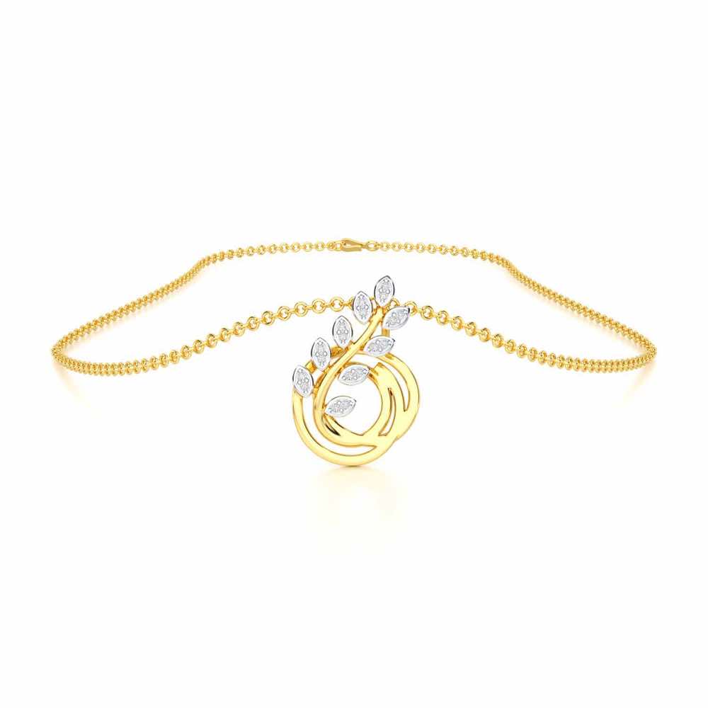 Harmony leaves Silver Pendant - Yellow Gold - Image 3