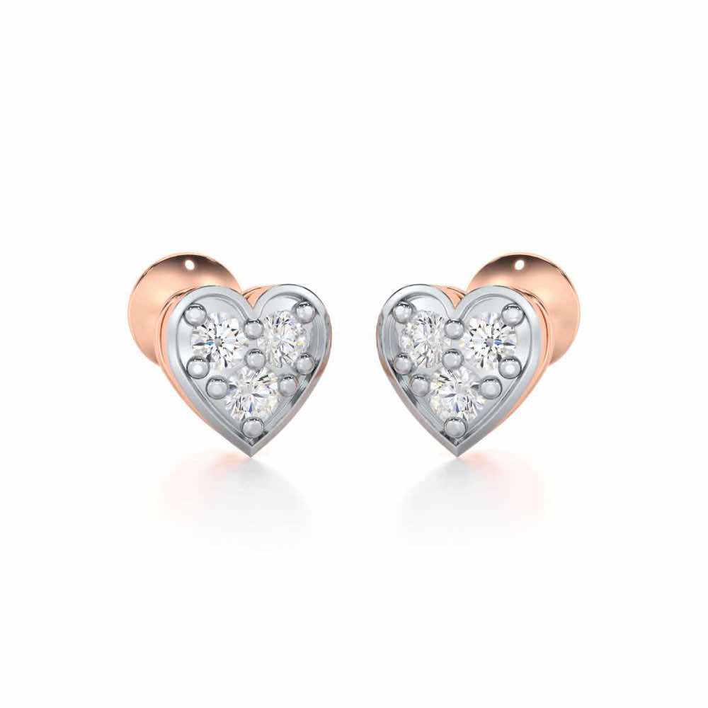 Heart Collection Silver Earrings - Rose Gold - Image 2