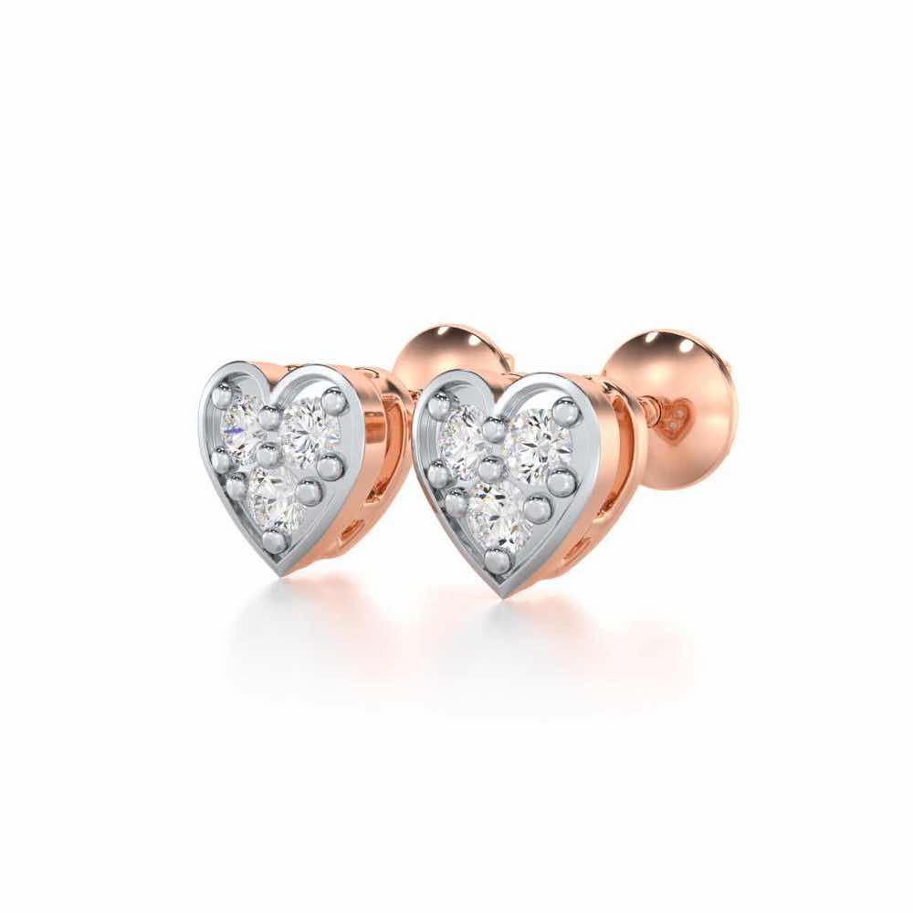 Heart Collection Silver Earrings - Rose Gold - Image 3