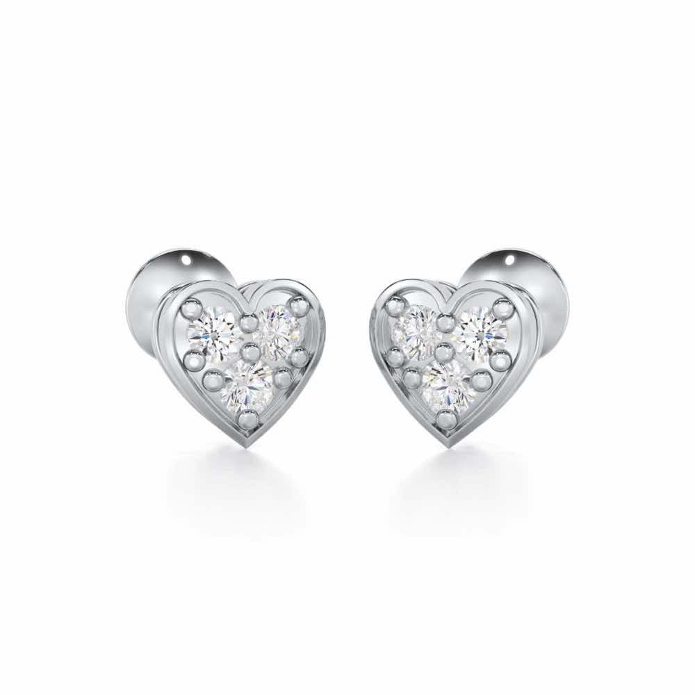Heart Collection Silver Earrings - White Gold - Image 2