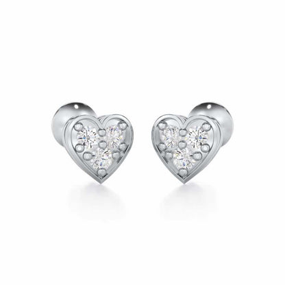 Heart Collection Silver Earrings - White Gold - Image 2