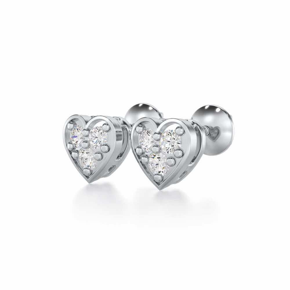 Heart Collection Silver Earrings - White Gold - Image 3
