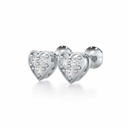 Heart Collection Silver Earrings - White Gold - Image 3