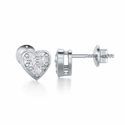 Heart Collection Silver Earrings - White Gold - Image 4