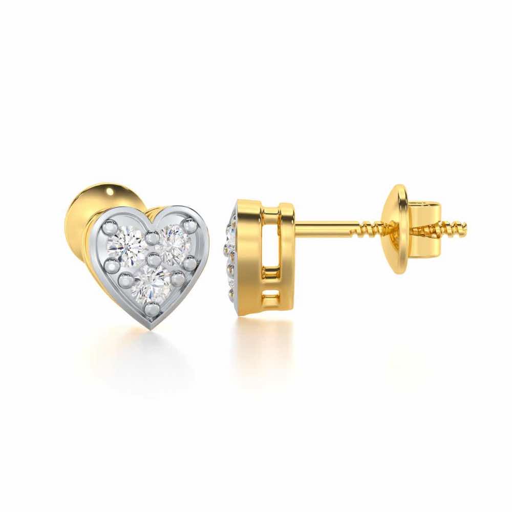 Heart Collection Silver Earrings - Yellow Gold - Image 4