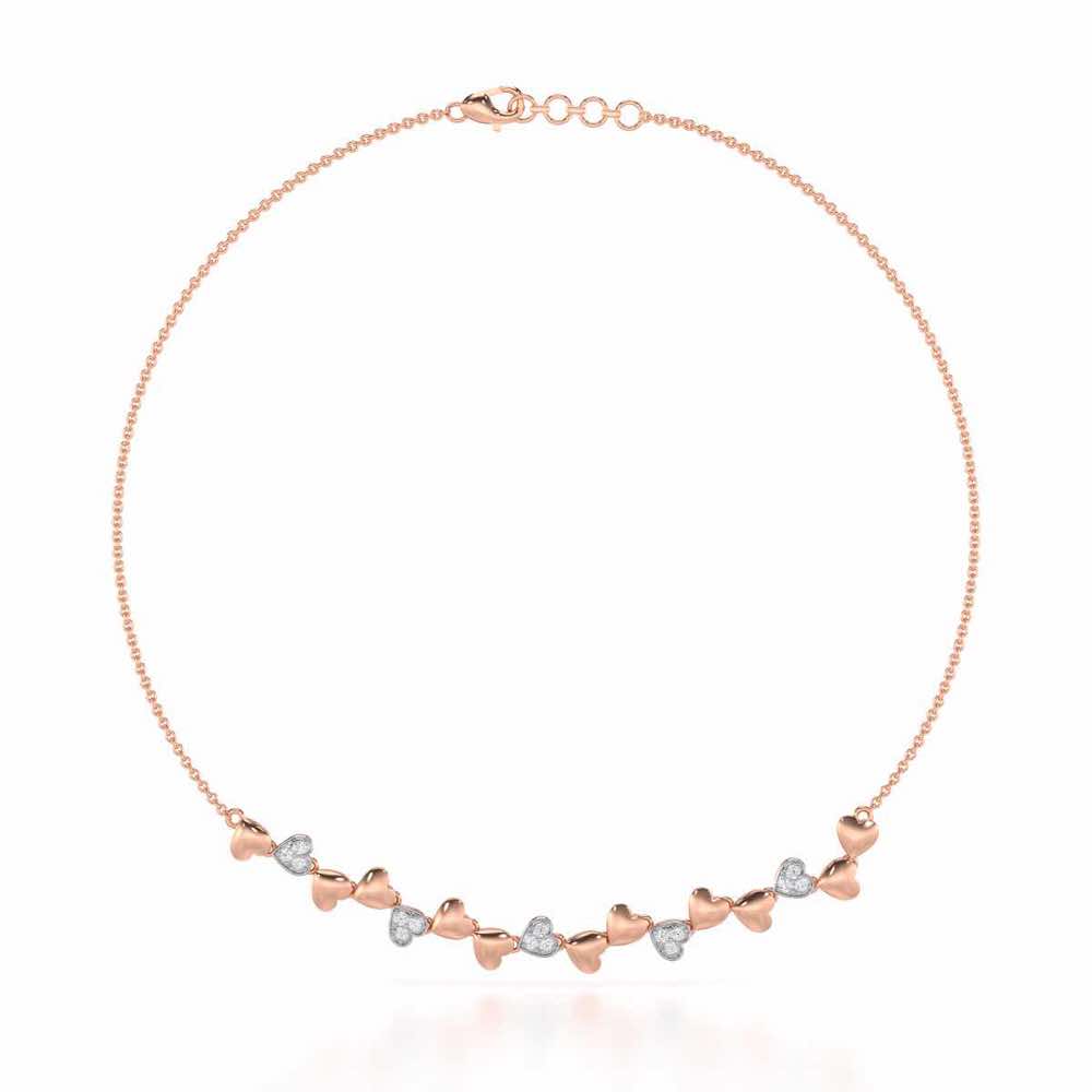 Heart Collection Silver Necklace - Rose Gold - Image 2