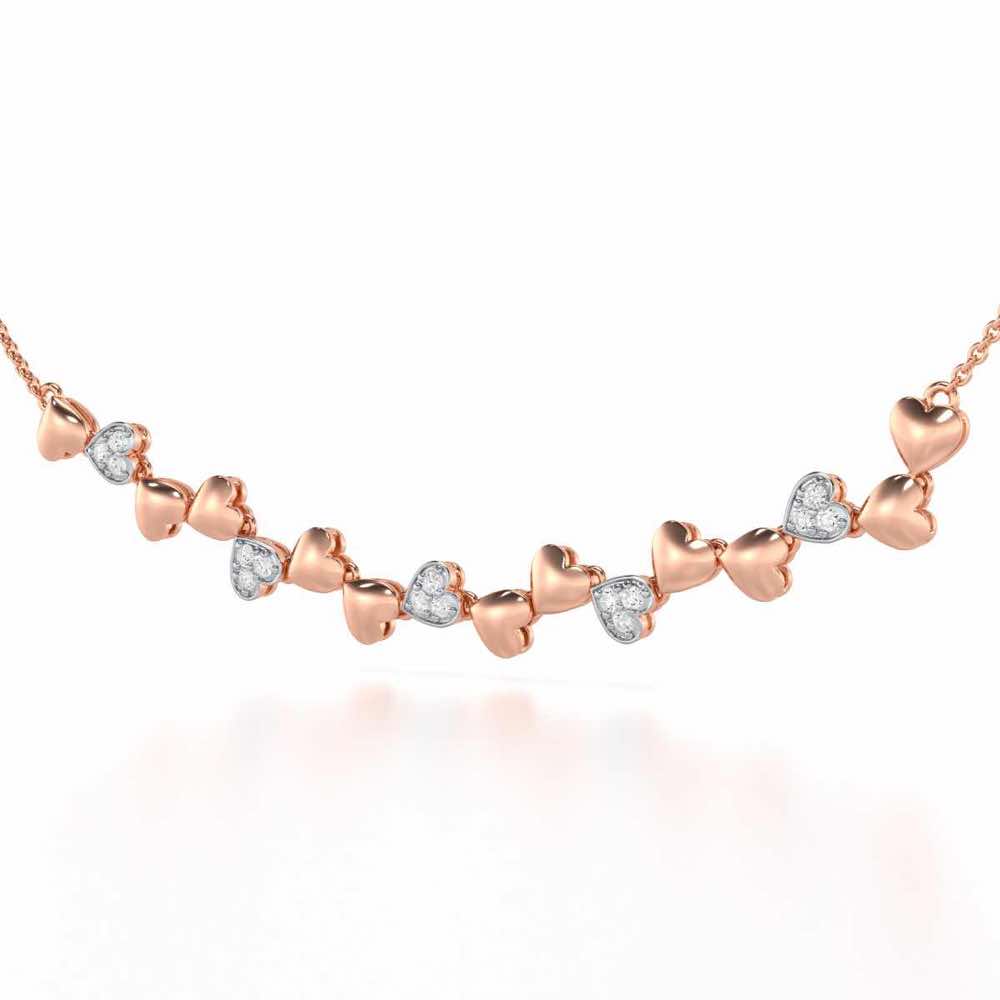 Heart Collection Silver Necklace - Rose Gold - Image 3