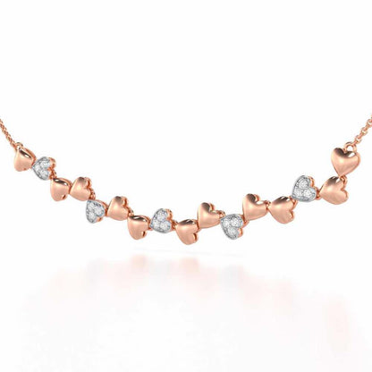 Heart Collection Silver Necklace - Rose Gold - Image 3