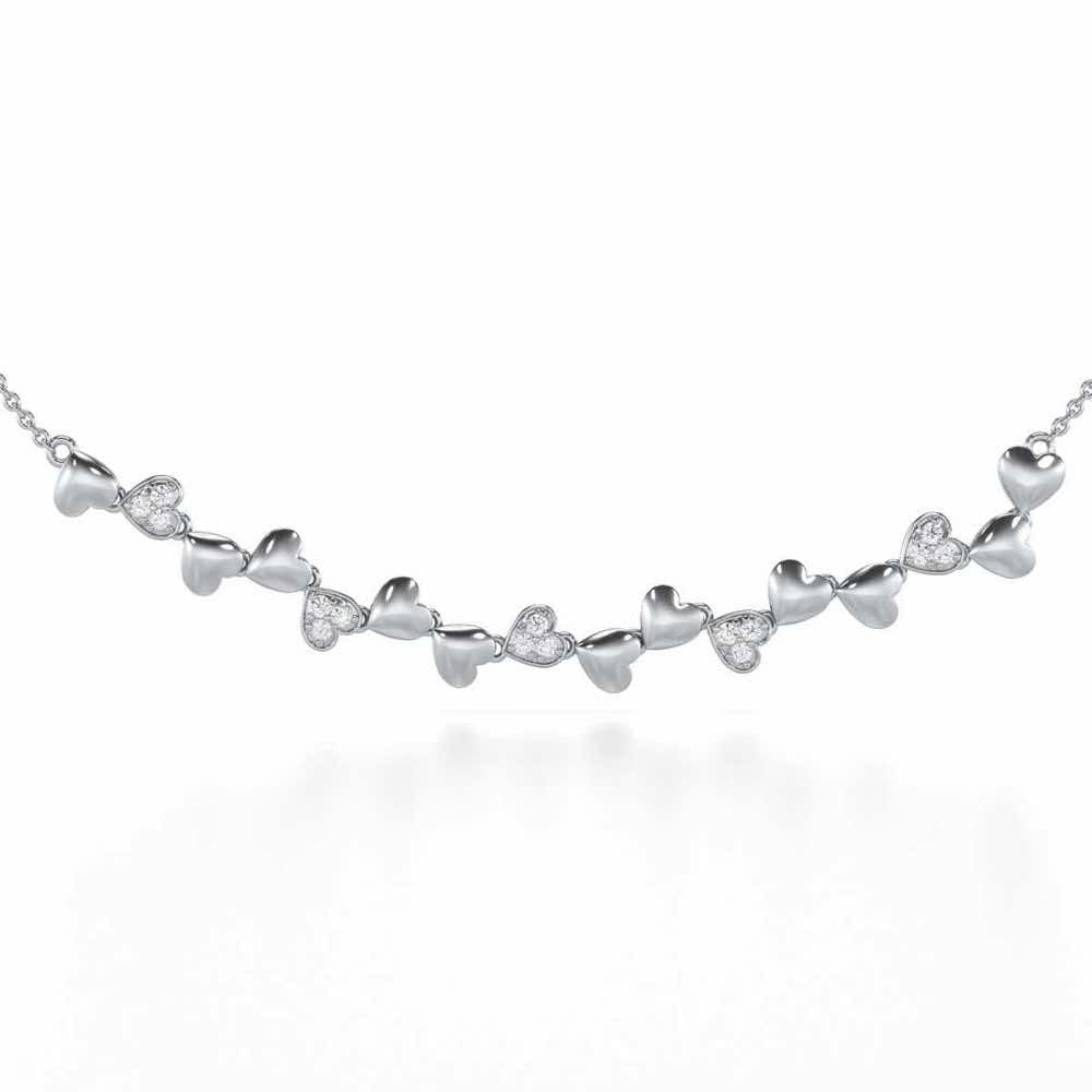 Heart Collection Silver Necklace - White Gold - Image 1