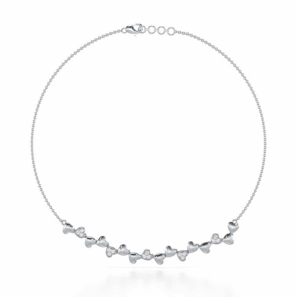 Heart Collection Silver Necklace - White Gold - Image 2
