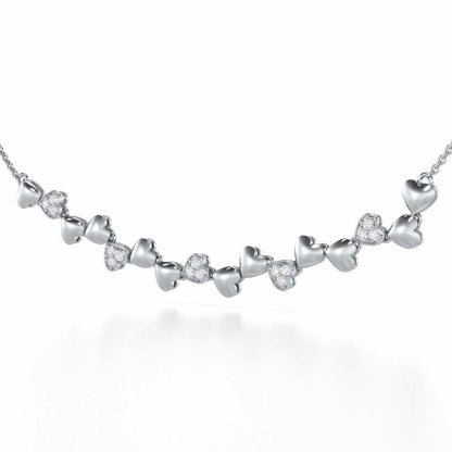 Heart Collection Silver Necklace - White Gold - Image 3