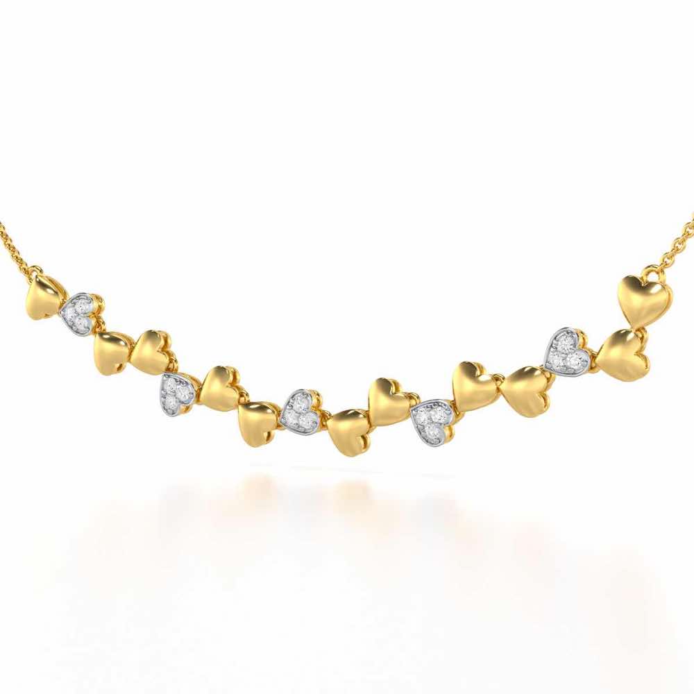 Heart Collection Silver Necklace - Yellow Gold - Image 3