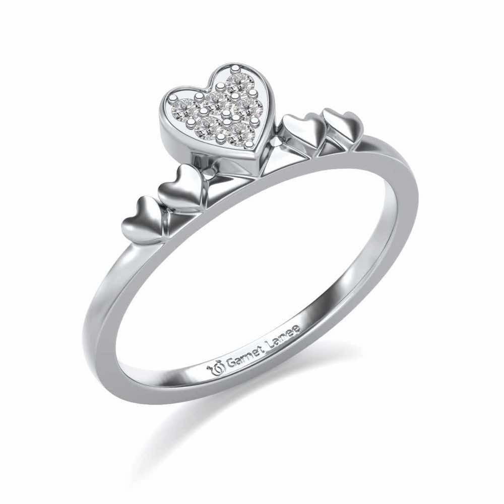 Heart Community Silver Ring - White Gold - Image 1