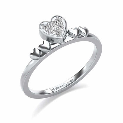 Heart Community Silver Ring - White Gold - Image 1