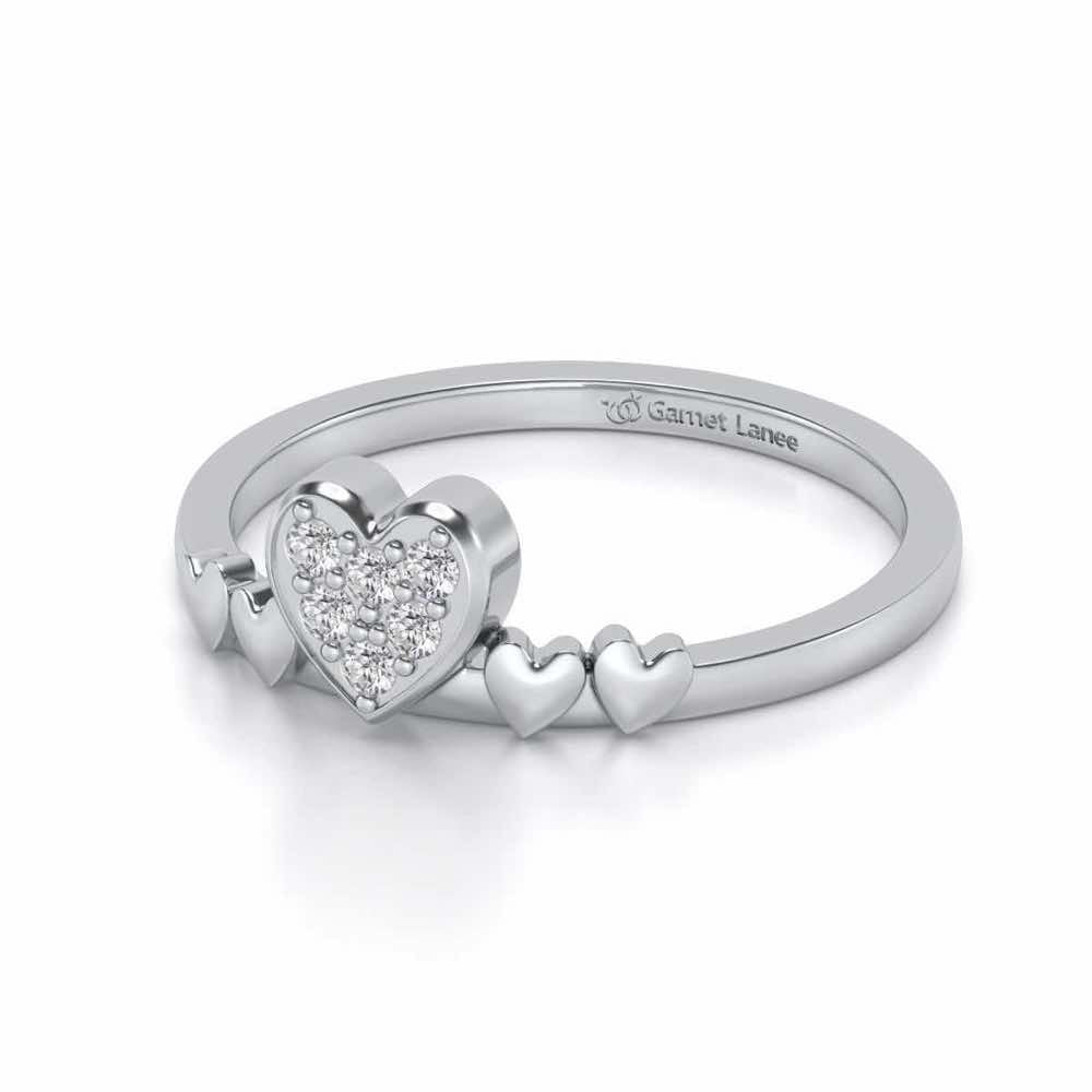 Heart Community Silver Ring - White Gold - Image 2