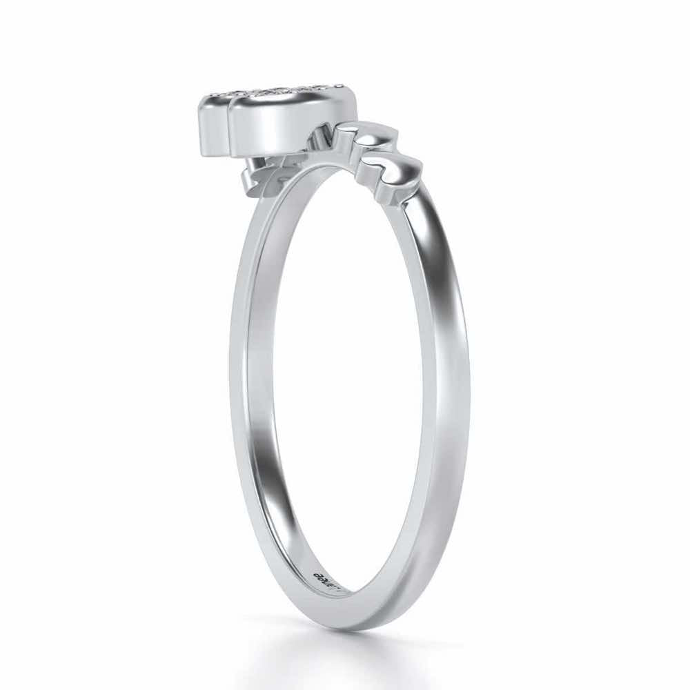Heart Community Silver Ring - White Gold - Image 3