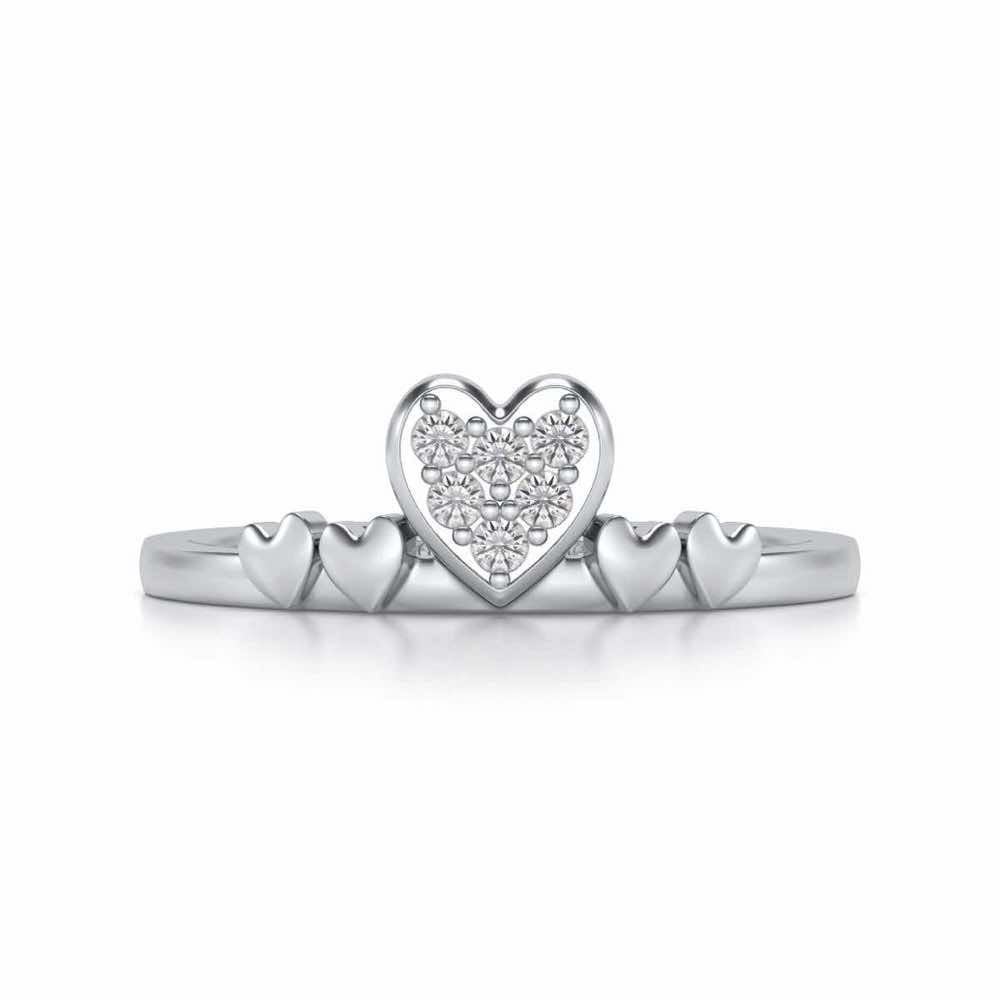 Heart Community Silver Ring - White Gold - Image 4