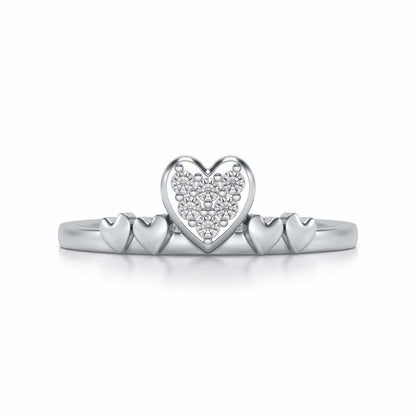 Heart Community Silver Ring - White Gold - Image 4