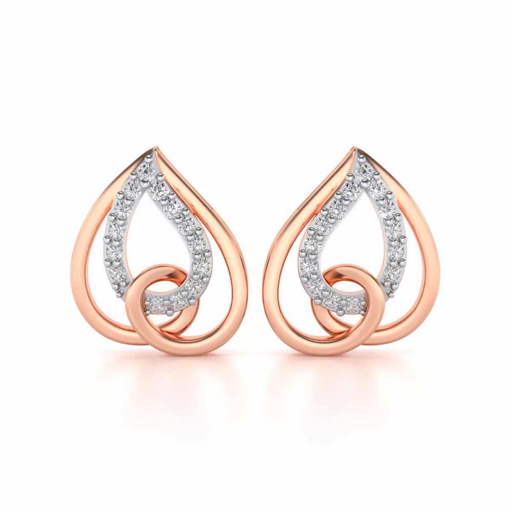 Heart Flame Silver Earrings - Rose Gold - Image 1