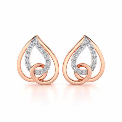Heart Flame Silver Earrings - Rose Gold - Image 1