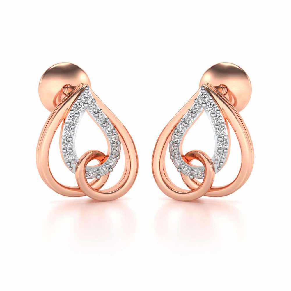 Heart Flame Silver Earrings - Rose Gold - Image 2