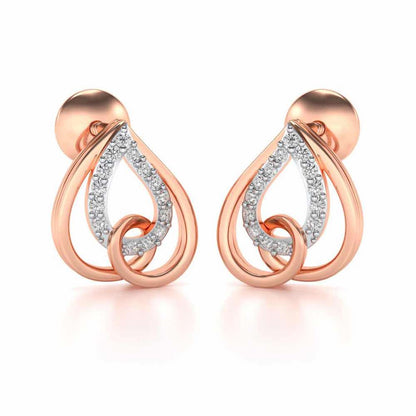 Heart Flame Silver Earrings - Rose Gold - Image 2