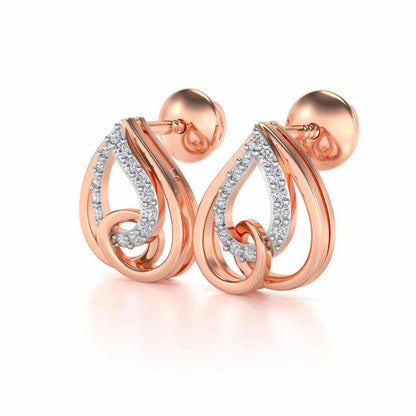 Heart Flame Silver Earrings - Rose Gold - Image 3