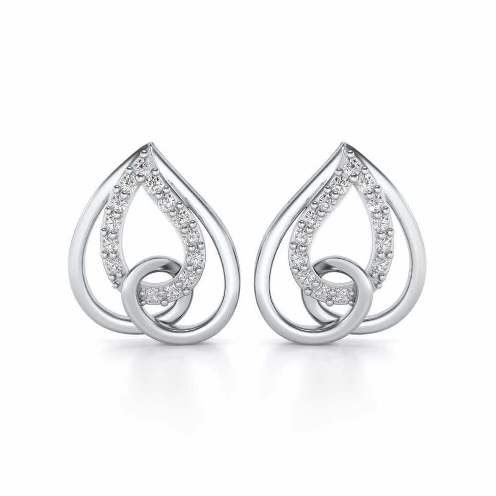 Heart Flame Silver Earrings - White Gold - Image 1