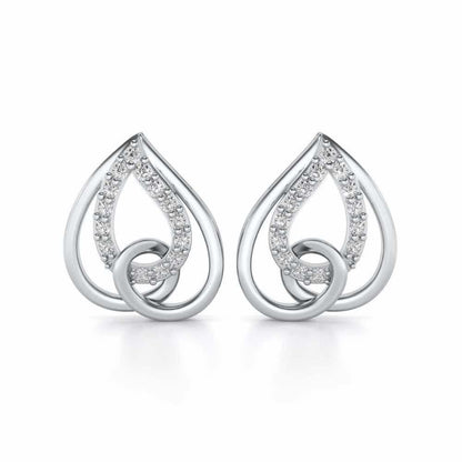 Heart Flame Silver Earrings - White Gold - Image 1