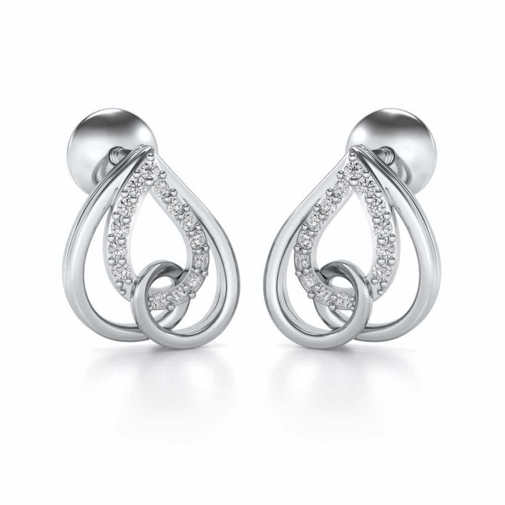 Heart Flame Silver Earrings - White Gold - Image 2