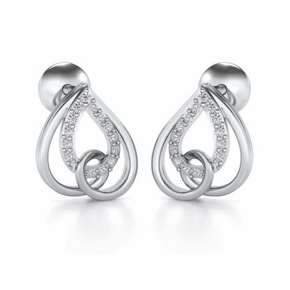Heart Flame Silver Earrings - White Gold - Image 2