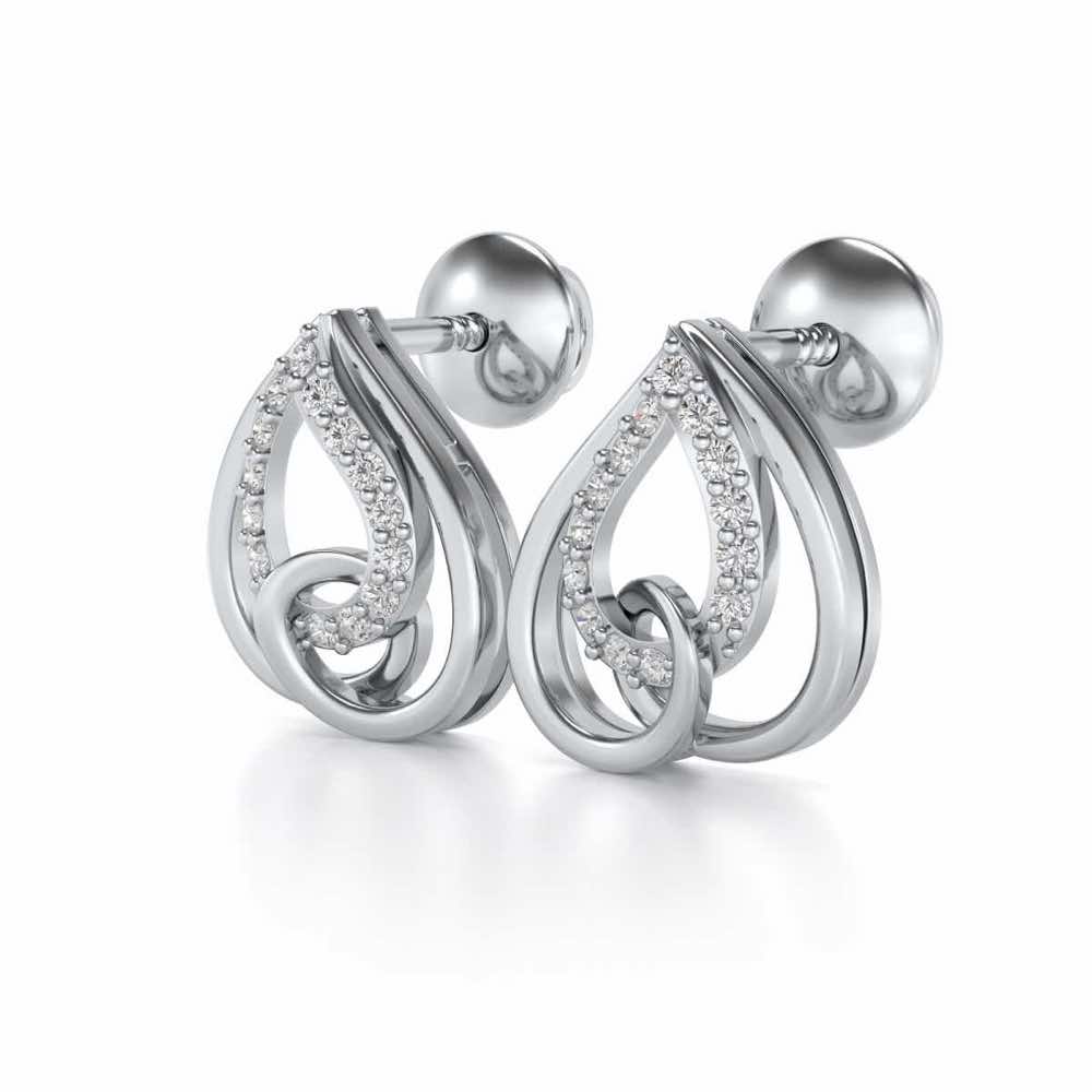 Heart Flame Silver Earrings - White Gold - Image 3