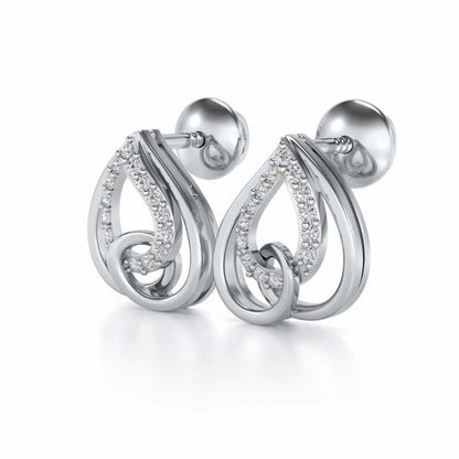 Heart Flame Silver Earrings - White Gold - Image 3