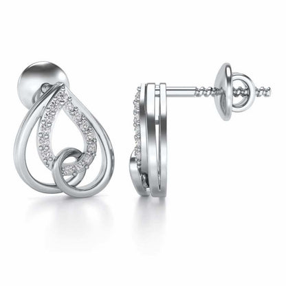 Heart Flame Silver Earrings - White Gold - Image 4