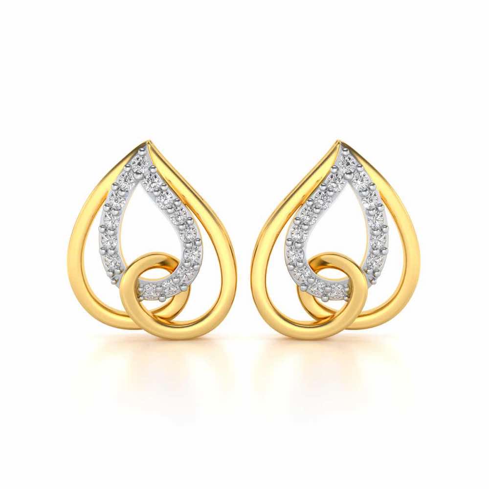 Heart Flame Silver Earrings - Yellow Gold - Image 1