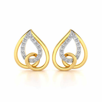 Heart Flame Silver Earrings - Yellow Gold - Image 1