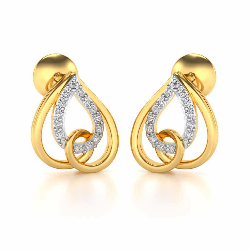 Heart Flame Silver Earrings - Yellow Gold - Image 2