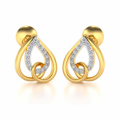 Heart Flame Silver Earrings - Yellow Gold - Image 2