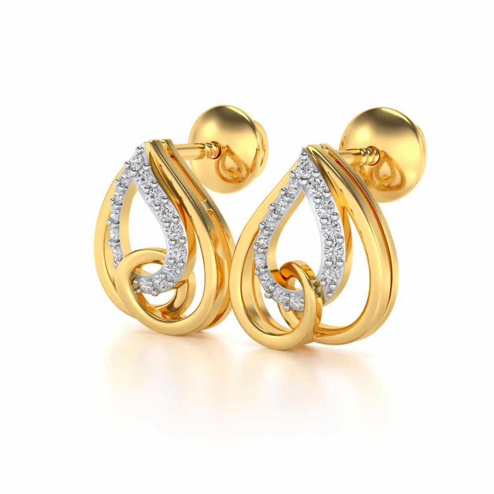 Heart Flame Silver Earrings - Yellow Gold - Image 3