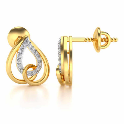 Heart Flame Silver Earrings - Yellow Gold - Image 4