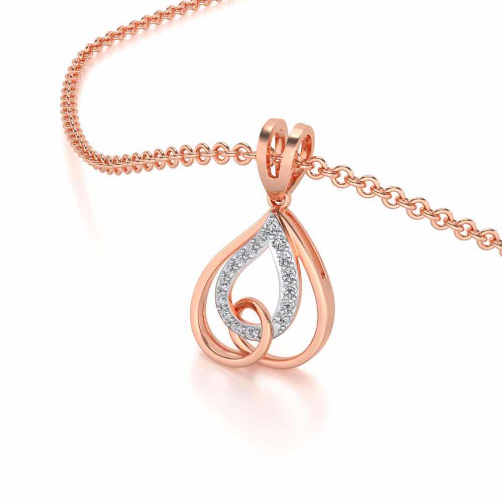 Heart Flame Silver Pendant - Rose Gold - Image 2