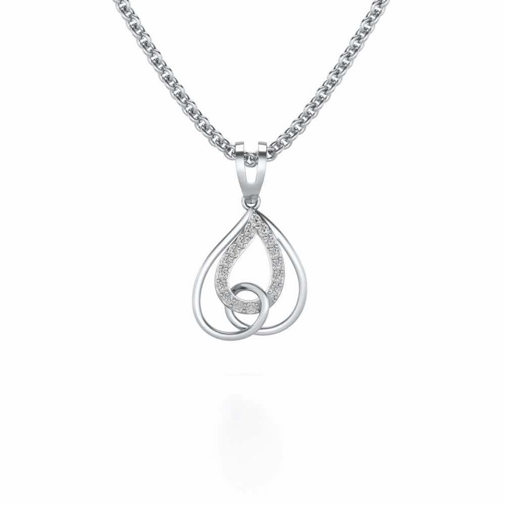 Heart Flame Silver Pendant - White Gold - Image 1