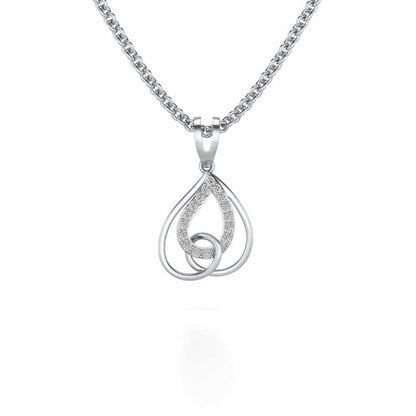 Heart Flame Silver Pendant - White Gold - Image 1