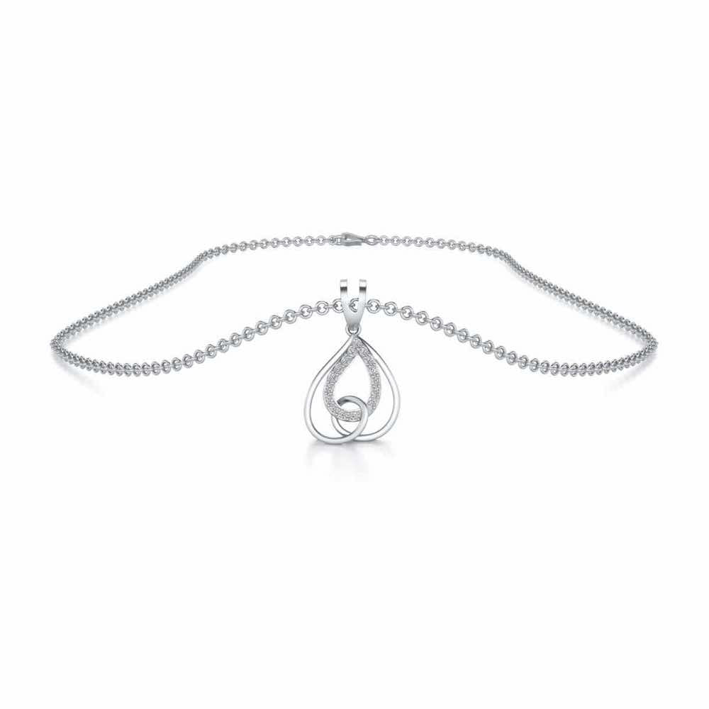 Heart Flame Silver Pendant - White Gold - Image 3