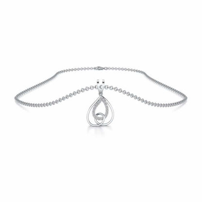 Heart Flame Silver Pendant - White Gold - Image 3
