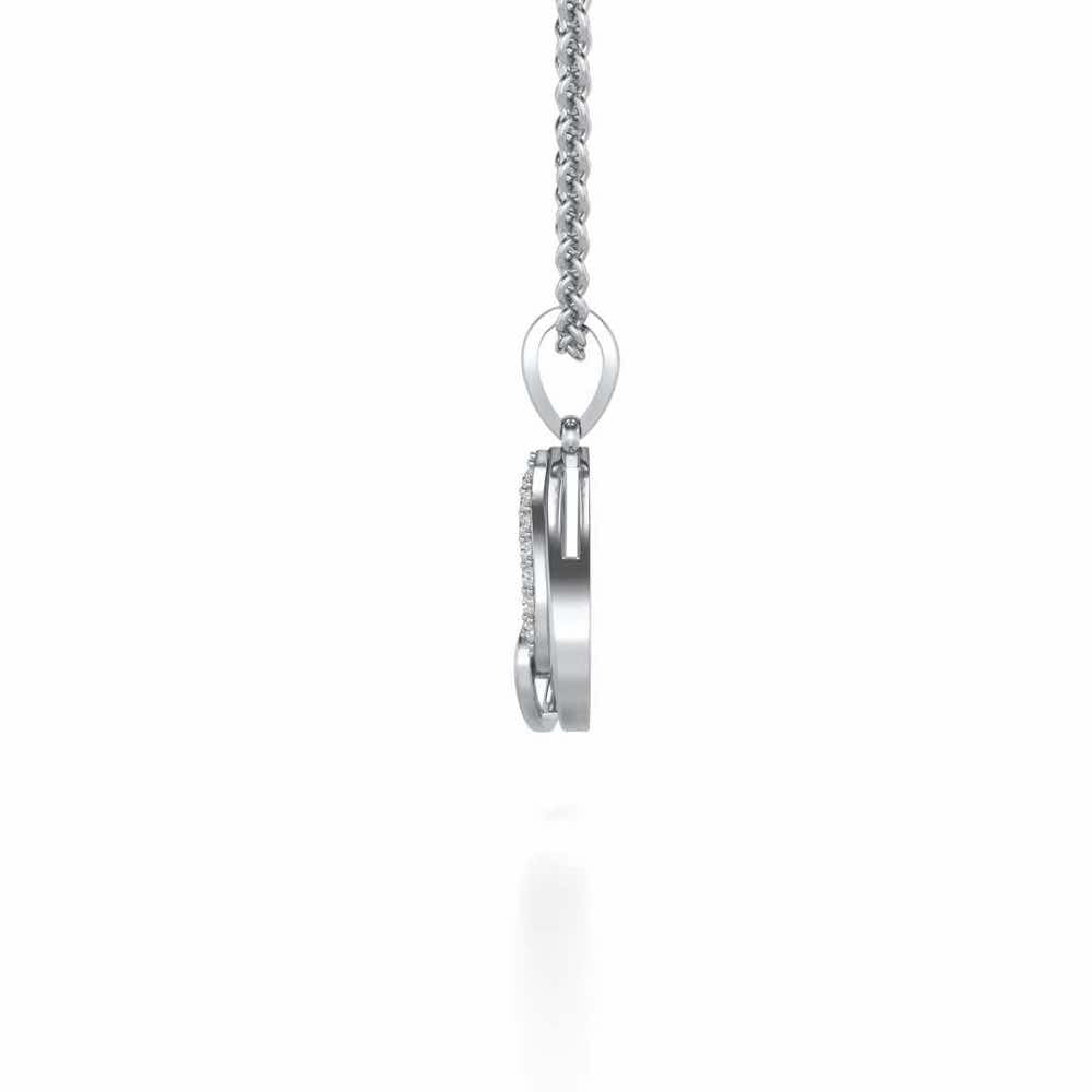 Heart Flame Silver Pendant - White Gold - Image 4