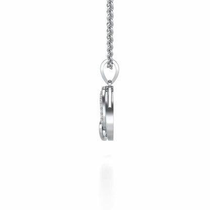 Heart Flame Silver Pendant - White Gold - Image 4
